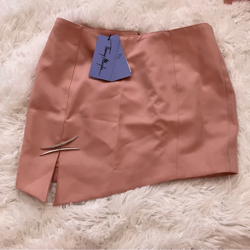 ✯ NEW SIZE 6 Mugler x H&M Antique Pink Wool Mini Skirt ✯